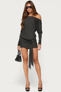 Maely Off Shoulder Striped Mini Dress